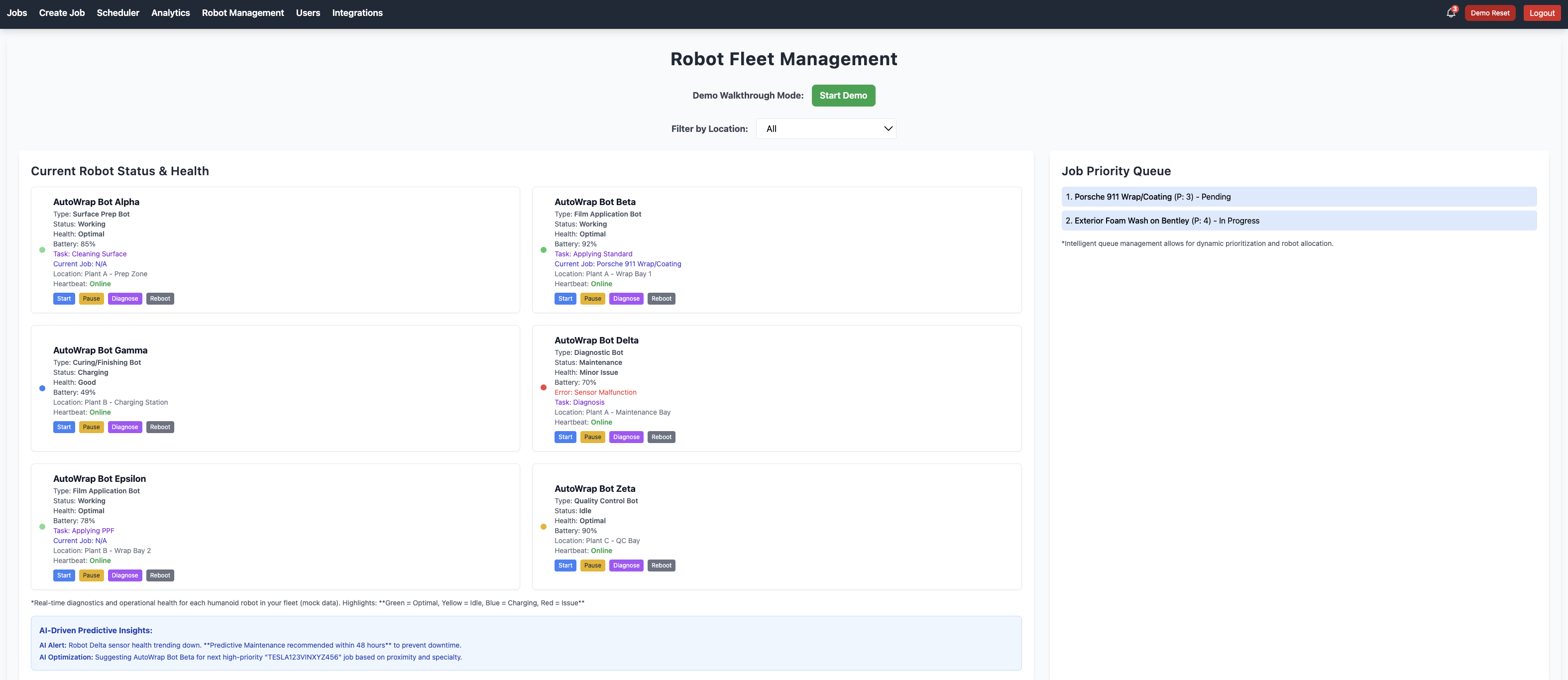Robot Fleet Management Dashboard